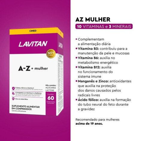 Suplemento Alimentar Lavitan AZ Mulher 60 Comprimidos
