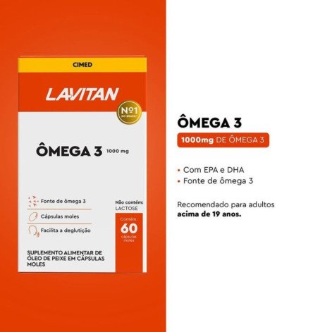 Lavitan Ômega 3 1000mg 60 Cápsulas Gelatinosas
