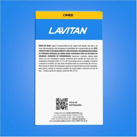 Lavitan Calcio 600mg + 200ui Vitamina D3 Suplemento com 60 comprimidos - Cimed