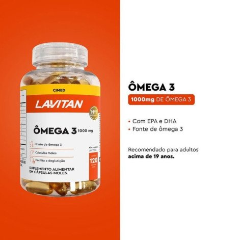 Suplemento Vitamínico Ômega 3 1000mg Com 120 Cápsulas Lavitan Cimed