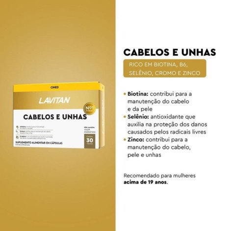 Multivitamínico Lavitan Cabelos E Unhas 30 Cápsulas