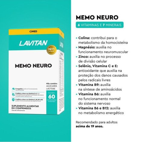 Lavitan Memoria Suplemento Alimentar 60 cápsulas Cimed