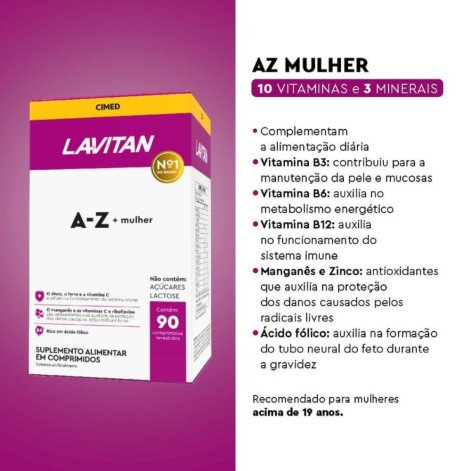 Multivitamínico Lavitan AZ Mulher 90 Comprimidos