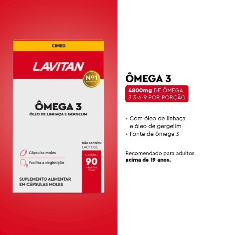 Lavitan Ômega 3 6 9 + com 90 Cápsulas Gelatinosa