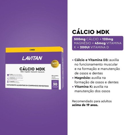 Lavitan Cálcio Mdk Com 30 Comprimidos Revestidos