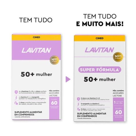Suplemento Alimentar Lavitan Super Fórmula 50 Mais Mulher Com 60 Comprimidos