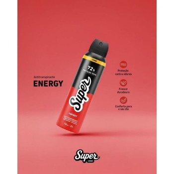 Desodorante Antitranspirante Aerossol 0% Alumínio Energy 72h Super Cimed 150ml/87g