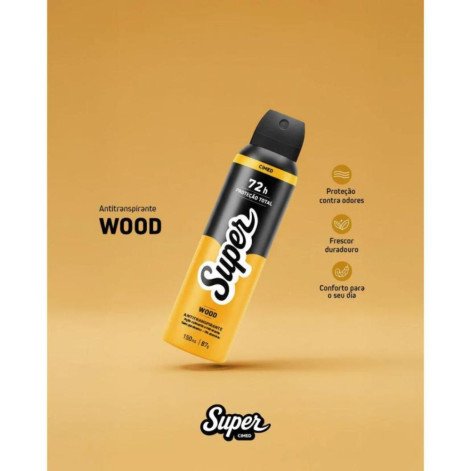 Desodorante Antitranspirante Aerosol Super Wood 150ml/87g
