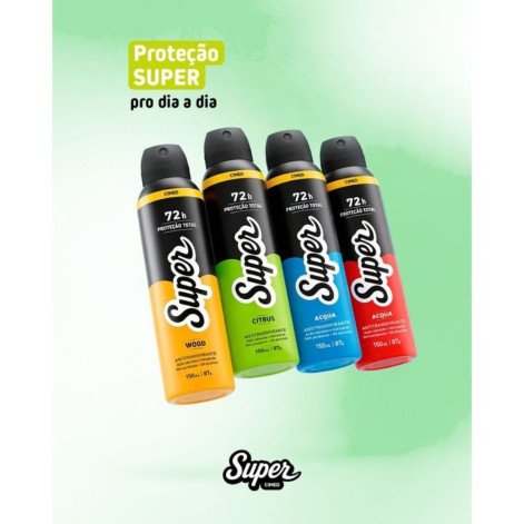 Desodorante Antitranspirante Aerossol 0% Alumínio Acqua 72H Super Cimed 150ml/ 87g