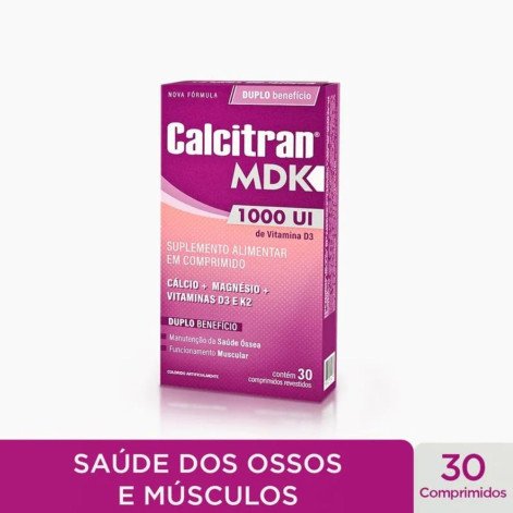 Calcitran MDK Cálcio com Magnésio, Vitamina D e K 30 Comprimidos