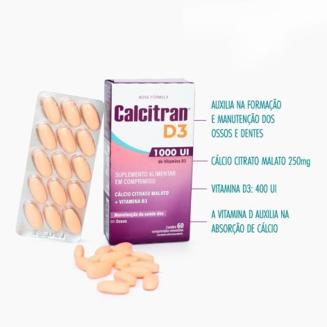  Polivitamínico Calcitran D3 1000UI 60 comprimidos