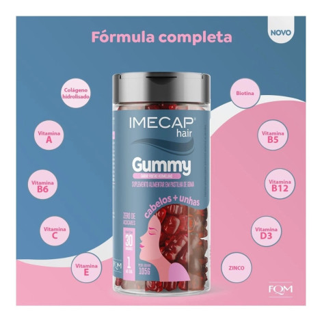 Suplemento Alimentar Imecap Hair Gummy Com 30 Gomas