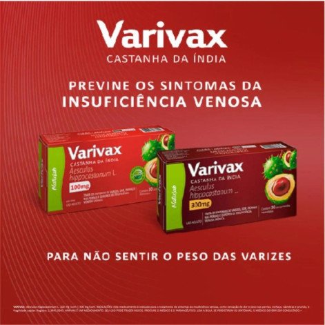 Castanha da Índia Varivax 100mg com 30 comprimidos
