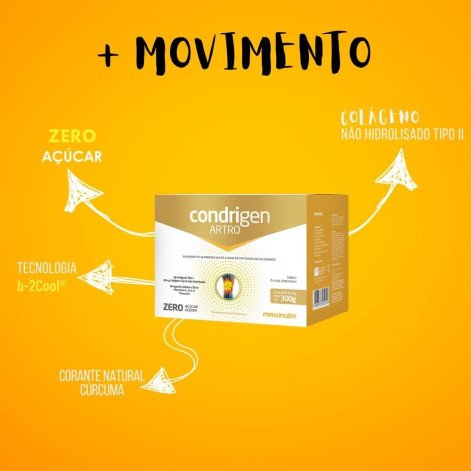 Condrigen Artro Colágeno Tipo 1 e Colágeno Tipo 2 com Vitaminas Sabor Frutas Amarelas 30 Sachês