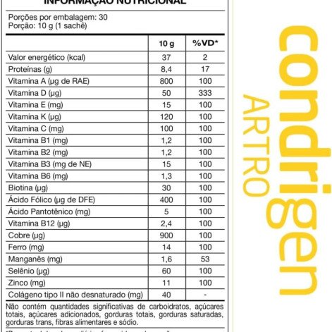 Condrigen Artro Colágeno Tipo 1 e Colágeno Tipo 2 com Vitaminas Sabor Frutas Amarelas 30 Sachês