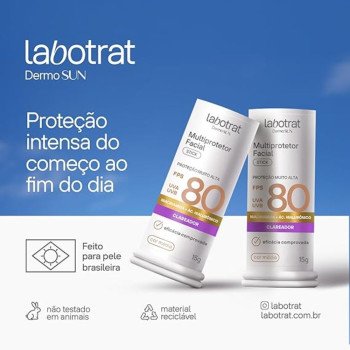 Multiprotetor Facial Stick Labotrat Dermo Sun FPS80 Bege Média 15g