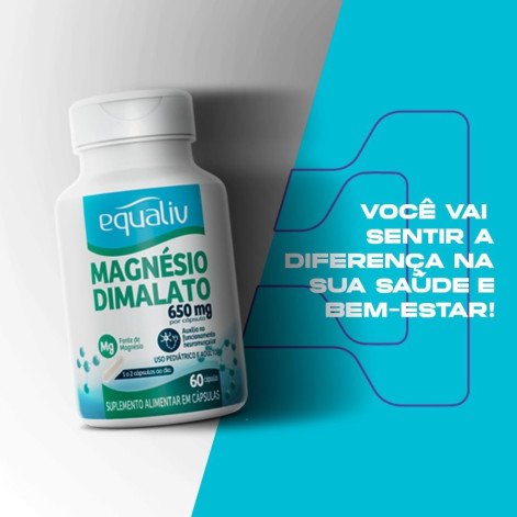 Magnésio Dimalato Equaliv 650mg 60 Cápsulas 100% Puro