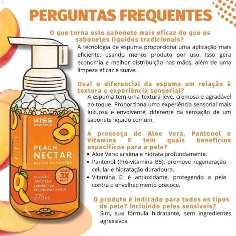 Sabonete em Espuma para Mãos Kiss New York Peach Nectar 275ml