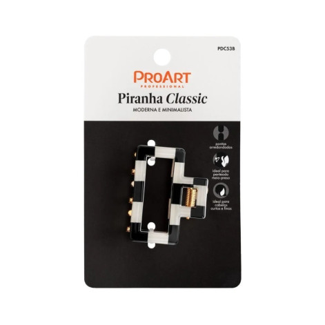 Piranha de Cabelo Classic Preta e Branca ProArt
