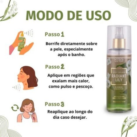Body Splash Radiant Lily Blooming Collection Limão Siciliano Lírio Do Vale E Musk 200ml Kiss New York
