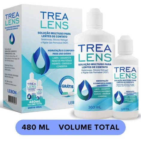 Trealens Lebon Solução Multiuso para Lentes de Contato 480ml + 1 Estojo para Lentes