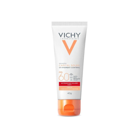 Protetor Solar Facial Vichy Capital Soleil UV-Pigment Control FPS 60 Antimanchas Solares 3 em 1 Cor 2.0 40g