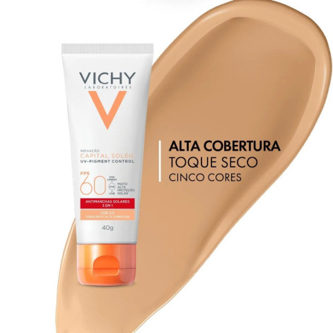 Protetor Solar Facial Vichy Capital Soleil UV-Pigment Control FPS 60 Antimanchas Solares 3 em 1 Cor 2.0 40g