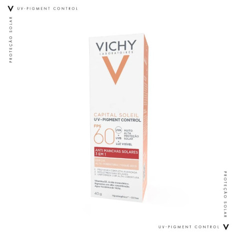 Protetor Solar Facial Vichy Capital Soleil UV-Pigment Control FPS 60 Antimanchas Solares 3 em 1 Cor 2.0 40g