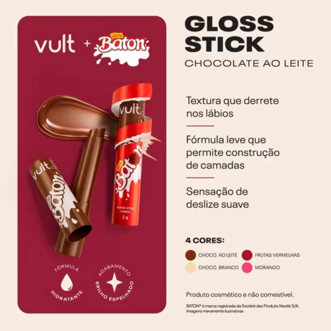 Gloss Stick Labial Vult Baton Cheirinho Inspirado Nas Frutas Vermelhas Cor Malva