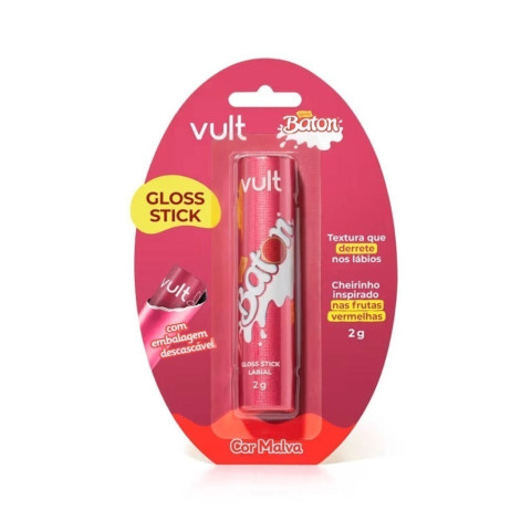 Gloss Stick Labial Vult Baton Cheirinho Inspirado Nas Frutas Vermelhas Cor Malva