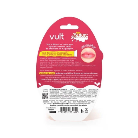 Gloss Stick Labial Vult Baton Cheirinho Inspirado Nas Frutas Vermelhas Cor Malva