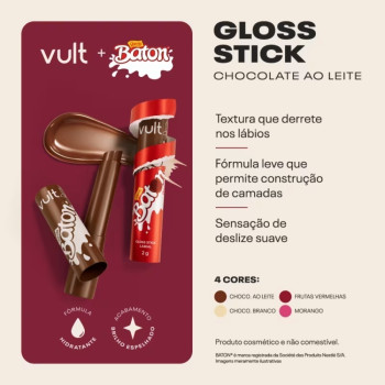Vult & Baton Gloss Stick Translúcido com Glitter 2g