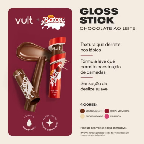 Vult & Baton Gloss Stick Translúcido com Glitter 2g