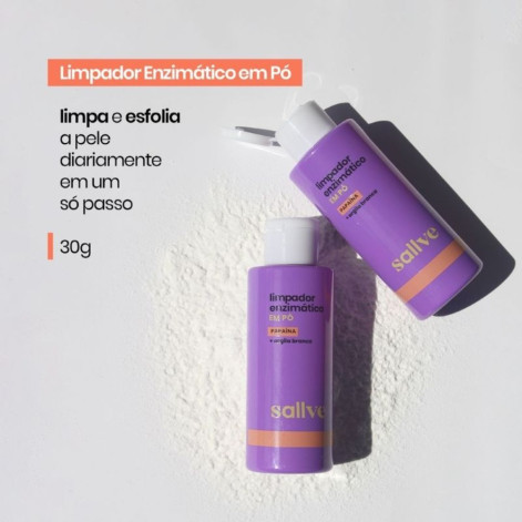 Limpador Facial Enzimático Em Pó Papaína + Argila Branca Sallve 30g