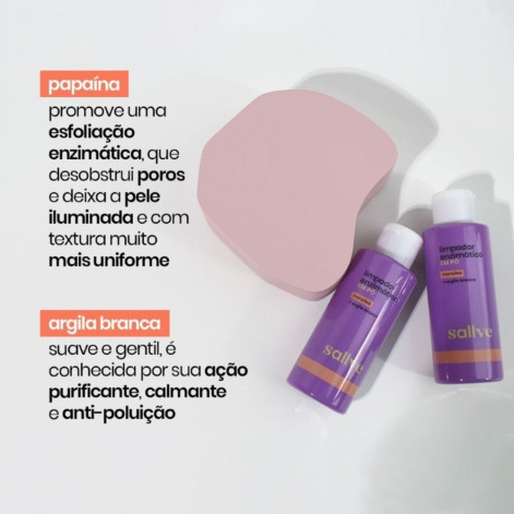 Limpador Facial Enzimático Em Pó Papaína + Argila Branca Sallve 30g