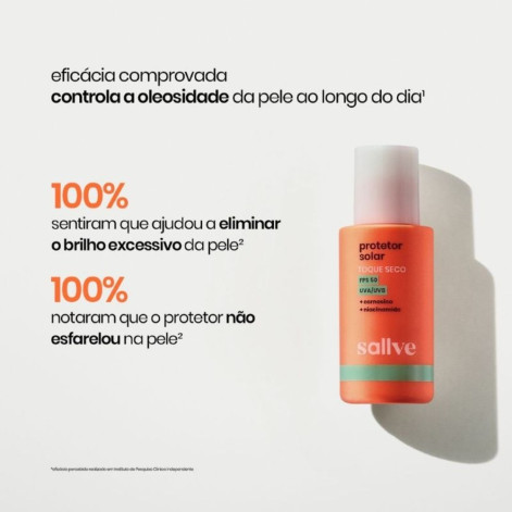 Protetor Solar Facial FPS 50 Sallve Toque Seco 40g