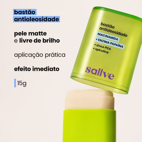 Bastão Antioleosidade Sallve Niacinamida + Enzima Papaína 15g