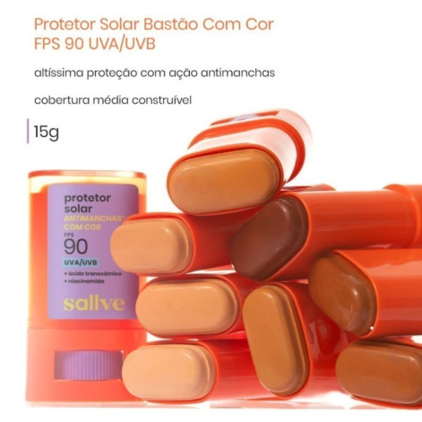 Protetor Solar Facial Bastão Sallve FPS 90 Antimanchas Cor 1 15g