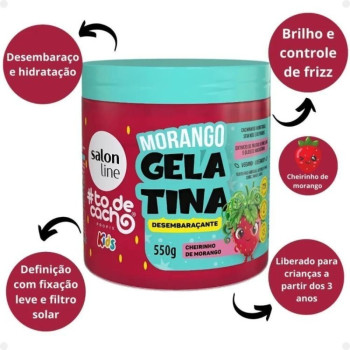 Gelatina Salon Line To De Cacho Kids Morango 550G
