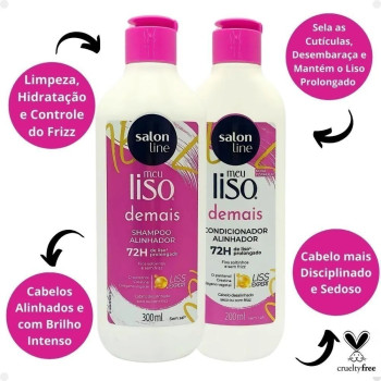 Kit Salon Line Meu Liso Demais: Shampoo 300ml e Condicionador 200ml Alinhador