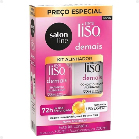 Kit Salon Line Meu Liso Demais: Shampoo 300ml e Condicionador 200ml Alinhador
