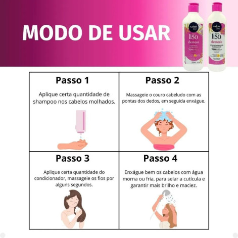 Kit Salon Line Meu Liso Demais: Shampoo 300ml e Condicionador 200ml Alinhador