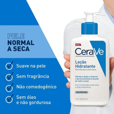 Loção Hidratante Cerave Pele Seca a Extra Seca Sem Perfume Refil 237ml