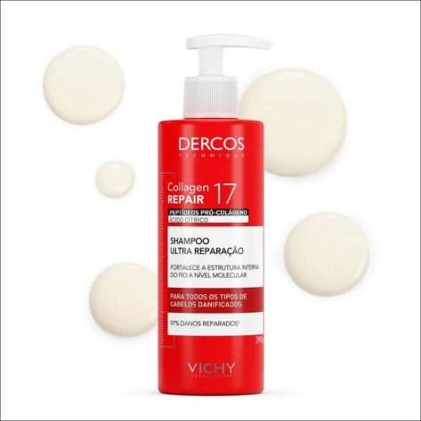 Vichy Dercos Collagen Repair 17 Shampoo Ultra Reparação 390g
