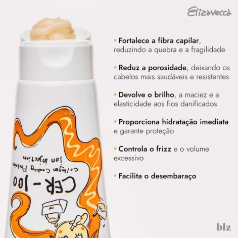 Máscara Tratamento Sem Enxágue Elizavecca CER-100 de Íons Proteico Proteção de Colágeno 50ml
