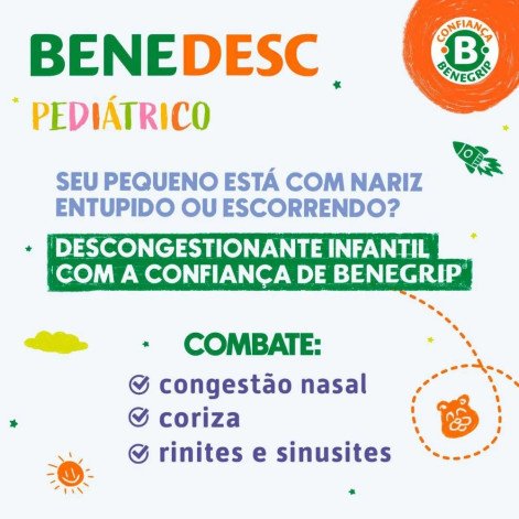 Benedesc Plus Maleato de Bronfeniramina 2mg + Cloridrato de Fenilefrina 5mg Xarope Pediátrico 120ml 