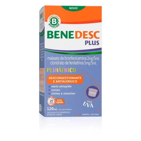 Benedesc Plus Maleato de Bronfeniramina 2mg + Cloridrato de Fenilefrina 5mg Xarope Pediátrico 120ml 