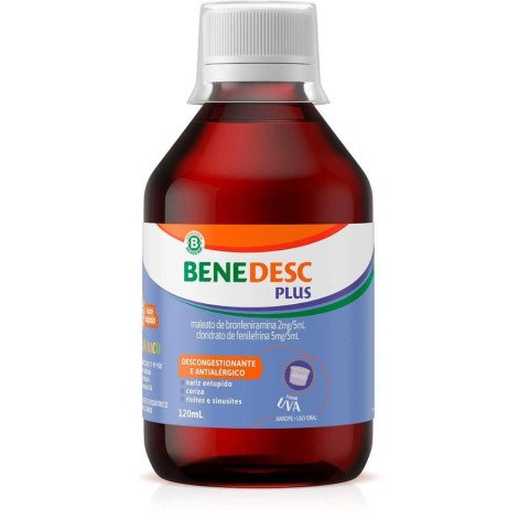 Benedesc Plus Maleato de Bronfeniramina 2mg + Cloridrato de Fenilefrina 5mg Xarope Pediátrico 120ml 