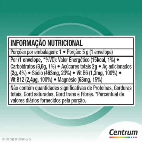 Vitamina C Efervescente em Pó Centrum Energia Vitamina B12 e B6 + Magnésio Guaraná 5g