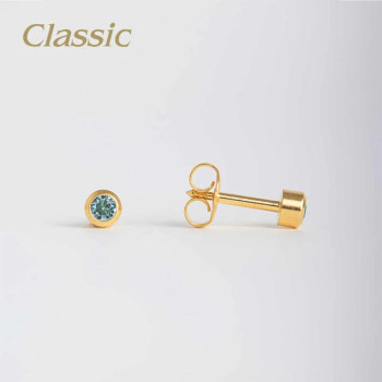  Brinco Antialérgico Studex Classic Azul Médio Dourado - 1 Par